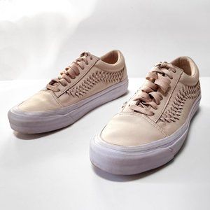 VANS Old School Blush Pink Leather Weave 9.5 Sneakers RARE